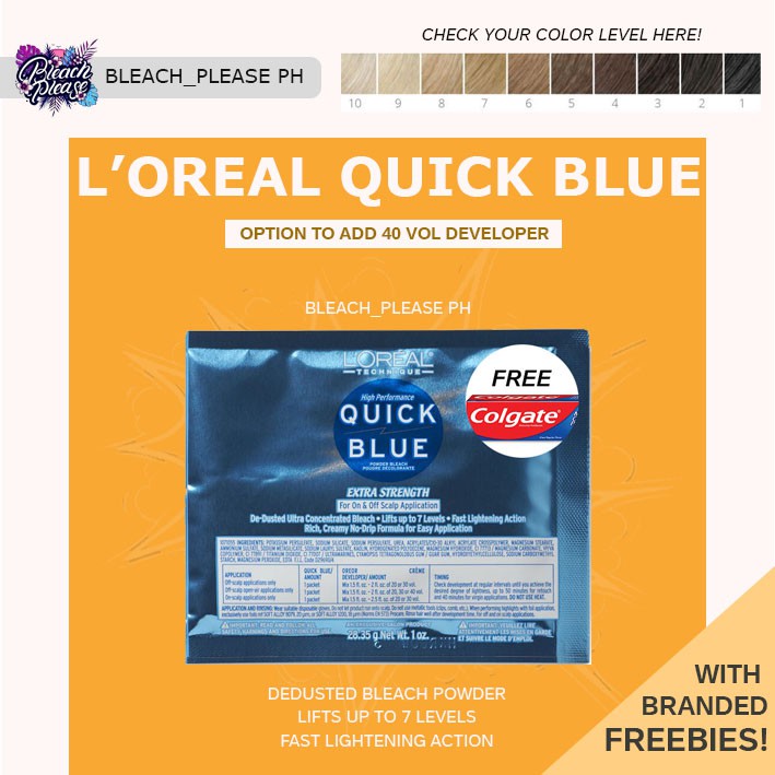 L'oreal Quick Blue Hair Bleaching Powder Sachet for Professional Hair