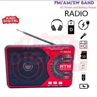 M-MAX FM/AM/SW 3 Band Radio Rechargeable MP3 Player 361USB