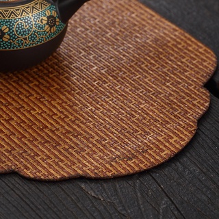 ℗▧Plain Earth Bamboo Tea Mat Small Insulation Pad Table Flag Cloth Dry Tea Set Accessories Tea Pad W #5