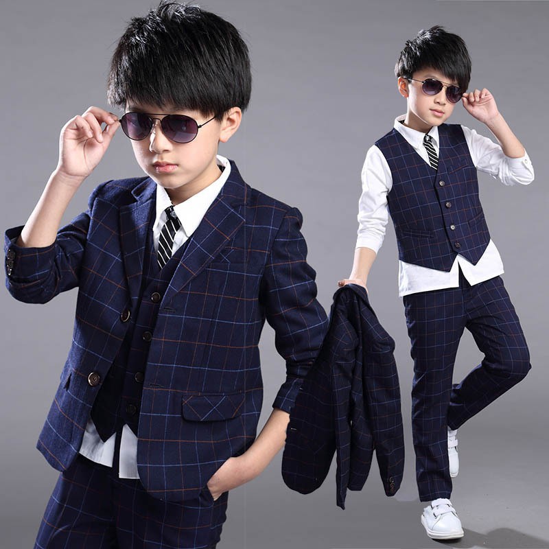 3pcs Set Boys Formal Suit Prom Funeral Wedding Suit Kids Boys