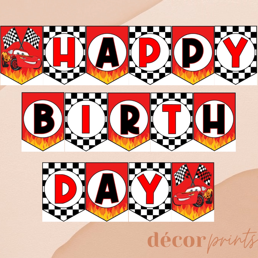 SOLD PER LETTER Customized Cars theme Birthday Banner Cars McQueen Throughout Cars Birthday Banner Template