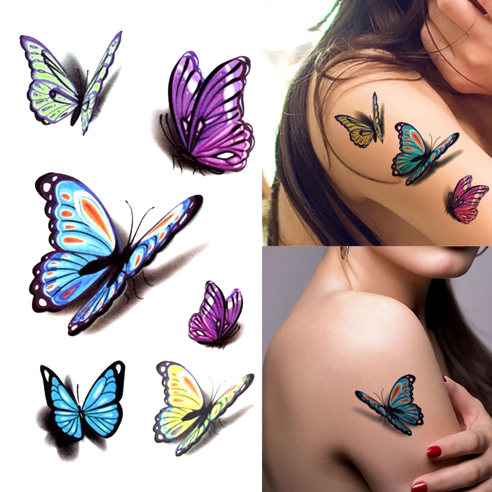 Download Waterproof Temporary Tattoo Sticker 3d Butterfly Tattoo Color Flash Trendy Tattoo Small Neck Hand Arm Shoulder Fake Shopee Philippines