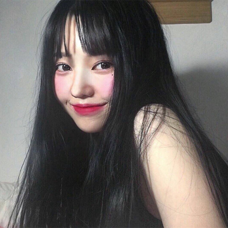 Wig Female Long Straight Hair Air Bangs Black Student Fluffy