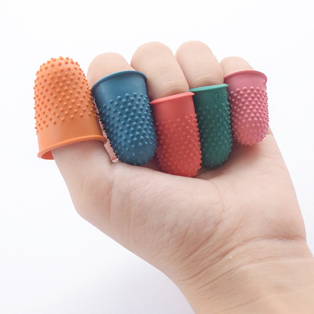. TBoxBo 5Pcs Counting Cone Rubber Thimble Protector Finger Tip Craft High Temperature Resistant Rubber Finger Cots Anti-Fingerprint Protection Finger Numb,Counting Money,Page Turning Gloves Green 