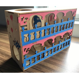 2 Floors DIY Wood Pressed Two Floors Hamster Maze House Toy