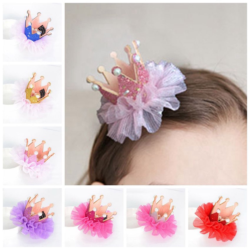 Cute Baby Girls Pearl Crown Headband Soft Hair Clip Kids Hair