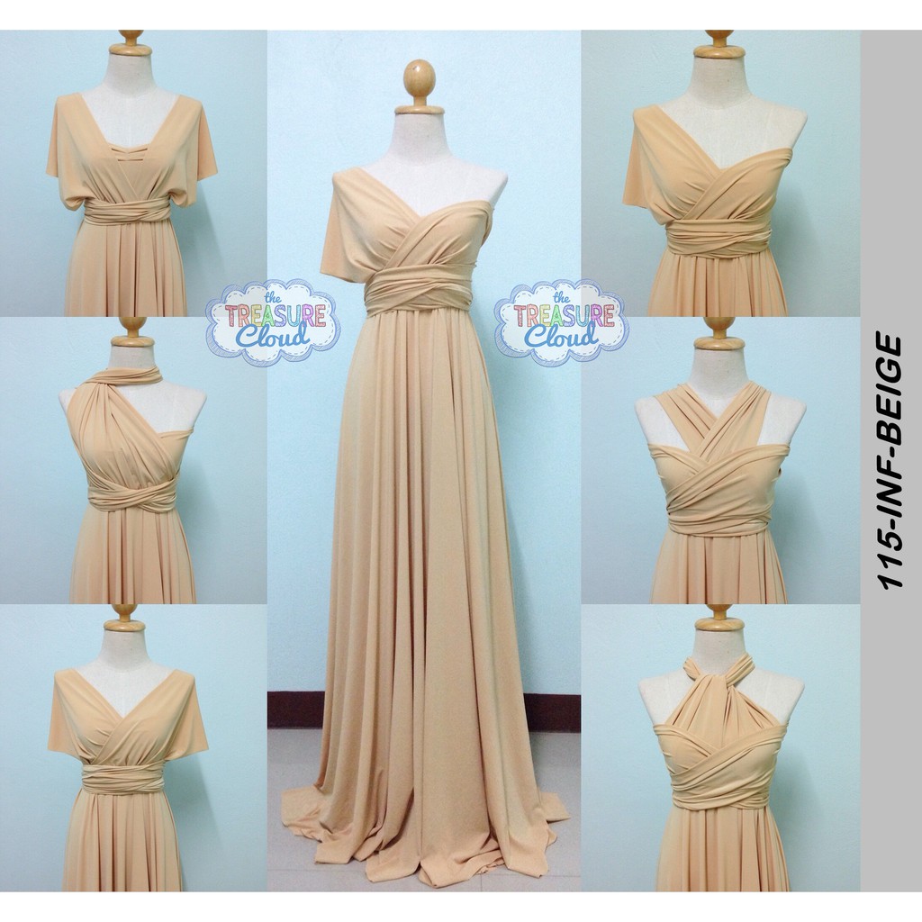 beige color formal dress