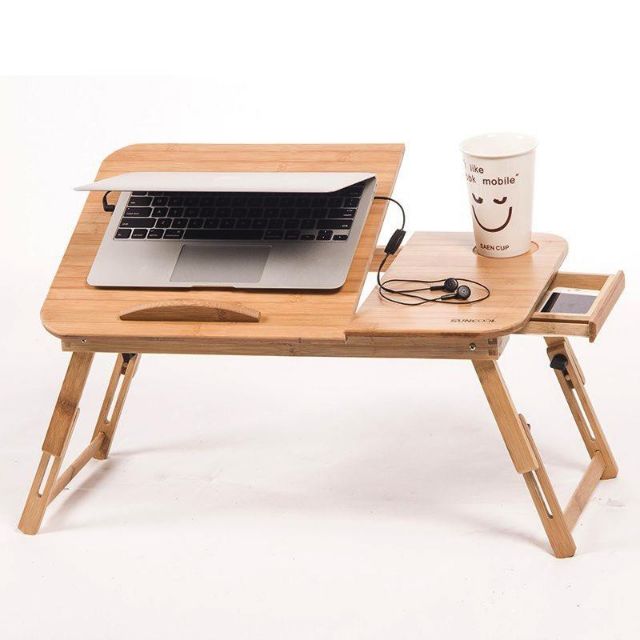 Bamboo Wood Portable Folding Bed Laptop Table Stand Computer