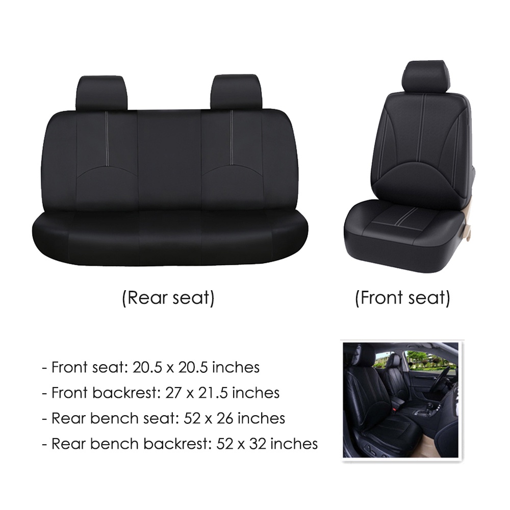 SuperAuto Universal PU Leather Car Seat Covers Full Set Fits Automobile Seat Protector Seat Decoration Car Interior Accessories - Image 8