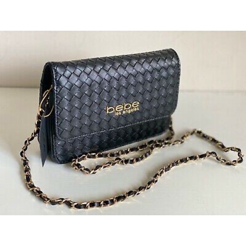 Bebe Dolores Black Embossed Woven Flap Crossbody Sling Bag Purse Shopee Philippines