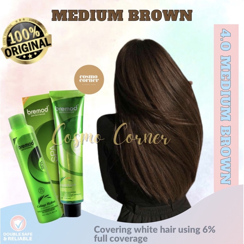 Medium Brown 4.0 Bremod Hair Color with Oxidizing Cream SET (Bremod ...