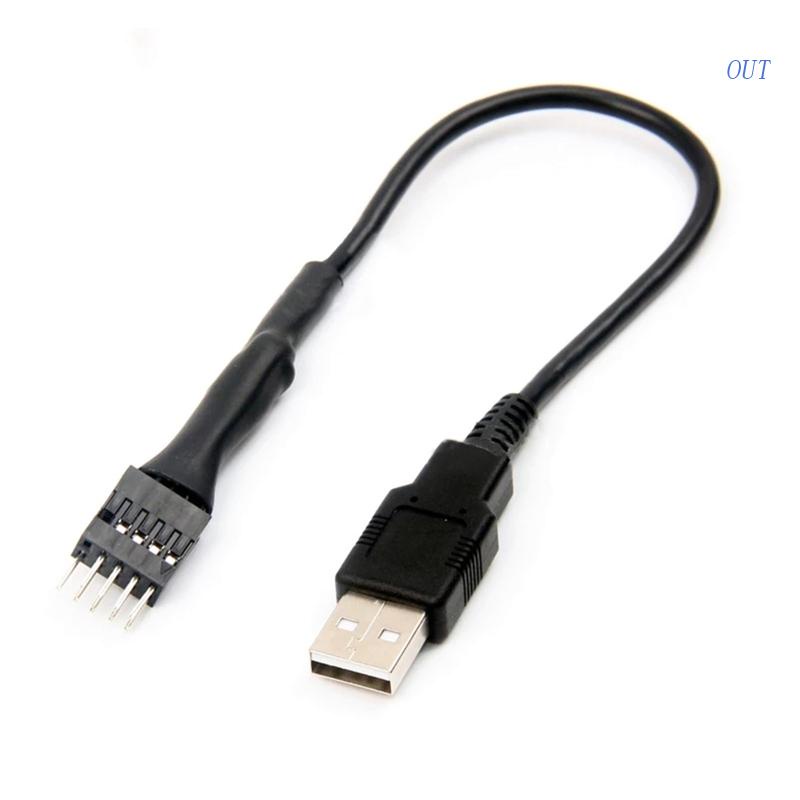 OUT 9 pin USB Header to USB Cable, USB 2.0 Type A Male to 9 Pin Male