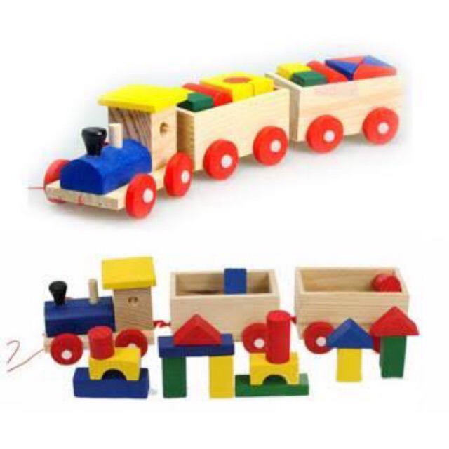 wooden block train set