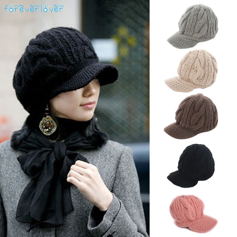 peaked knitted hat
