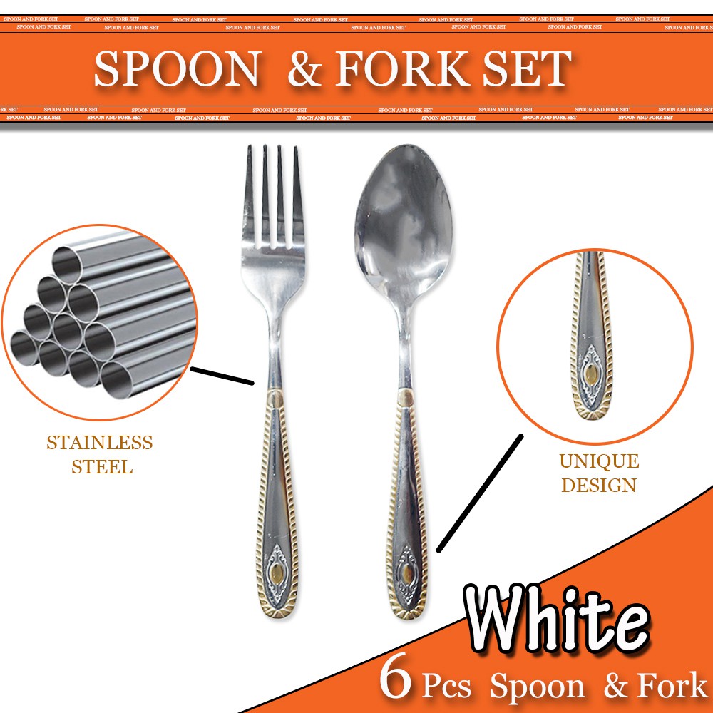 12 Piece Full Set for 6 Spoon and Fork Set Stainless Steel Shopee