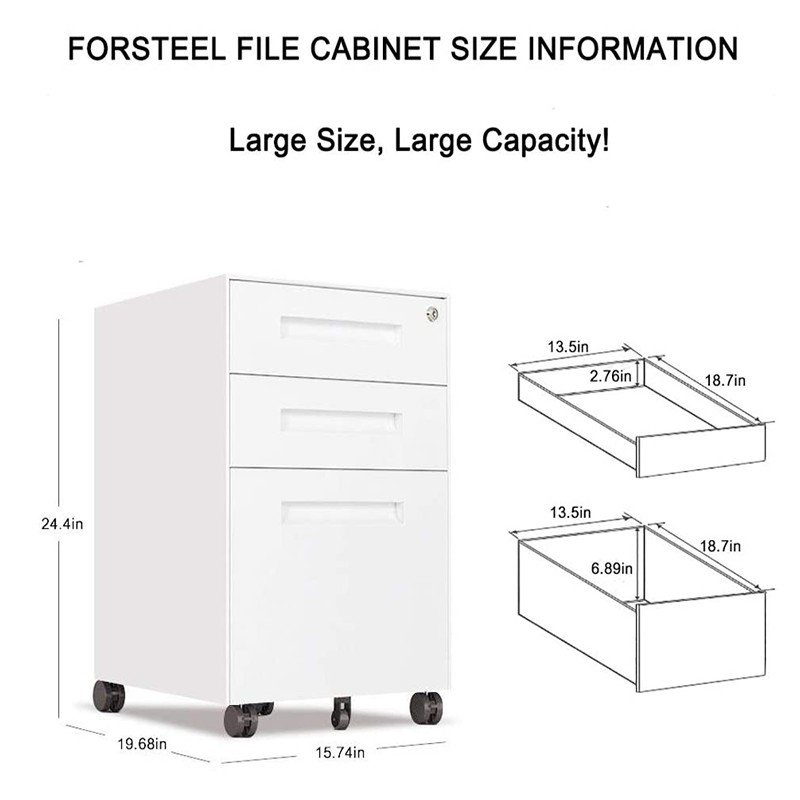 FlexiSpot CB31 Filing Cabinet 3 Drawers - Mobile Pedestal with Lock ...