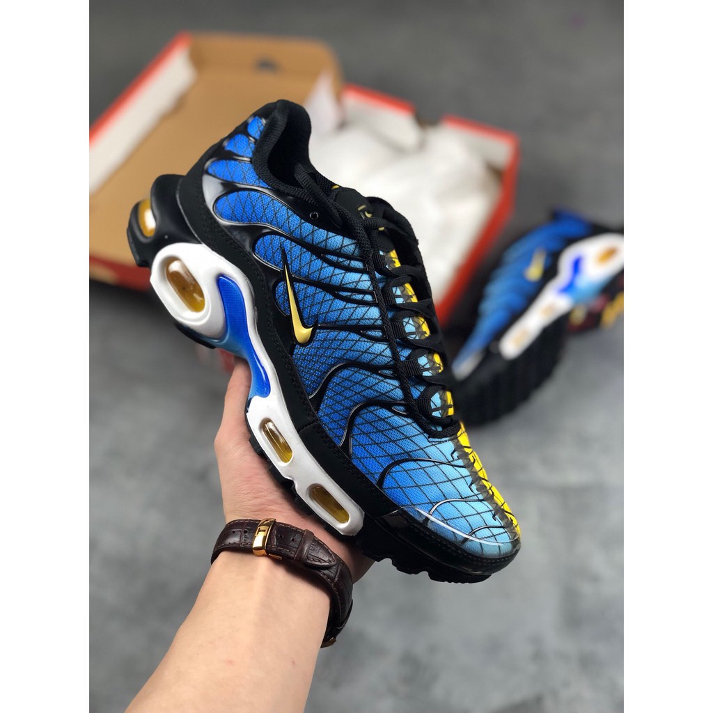 blue and yellow air max plus