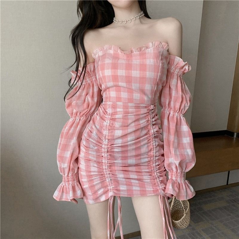 cute pink plaid dress