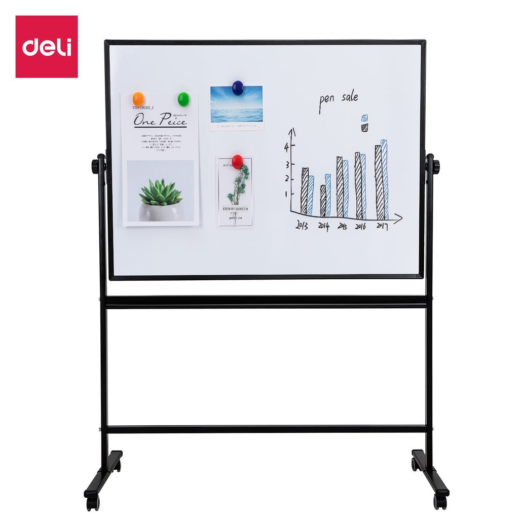 deli-2-sided-magnetic-aluminum-white-board-magnetic-whiteboard-movable