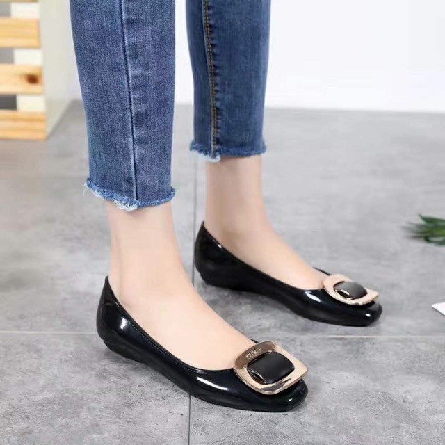 once molded plastic flat shoes work shoes pvc jelly shoes | Shopee ...