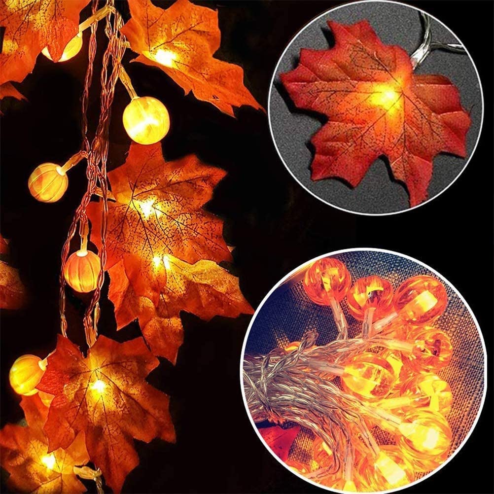 Fall Garland with Lights, Fall Maple Leaves String Light, 10/20 Led 3D