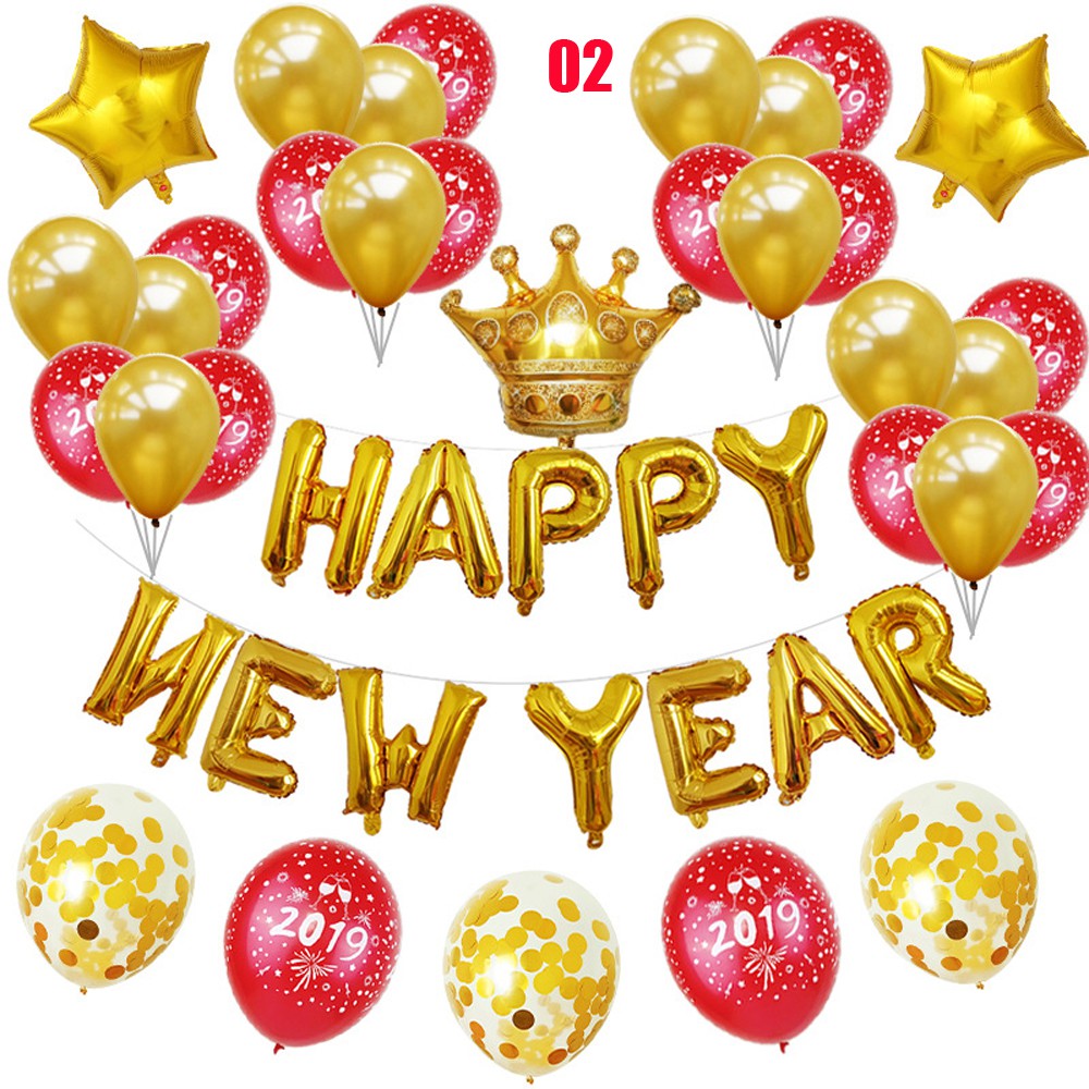 16 Inch Letter Happy New Year Aluminum Decor Balloon Set Shopee