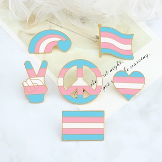 LGBT Trans Pride Enamel Pin Rainbow Flag Transgender Brooch Transsexual Heart Peace and Love Symbol #6
