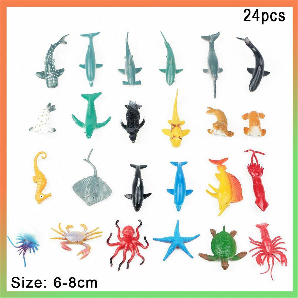 HOT 24X Plastic Ocean Animals Figure Sea Creatures Dolphin Turtle Whale