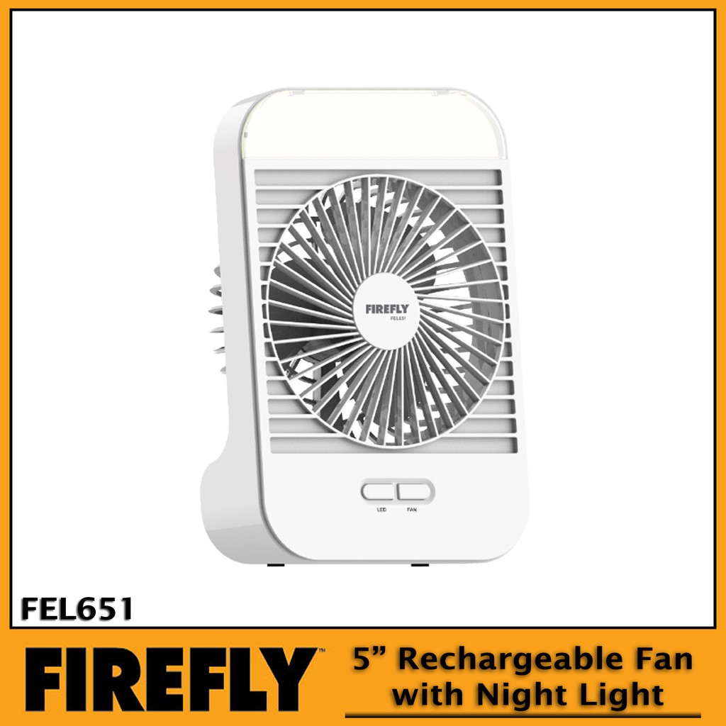 Firefly 5” Rechargeable Fan with Night Light FEL651 Original Authentic