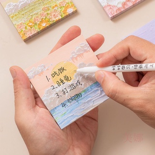 School Supplies Oil Painting Sticky Notes ins Style Simple Note Paper Japanese Strong Cute High-Value #7