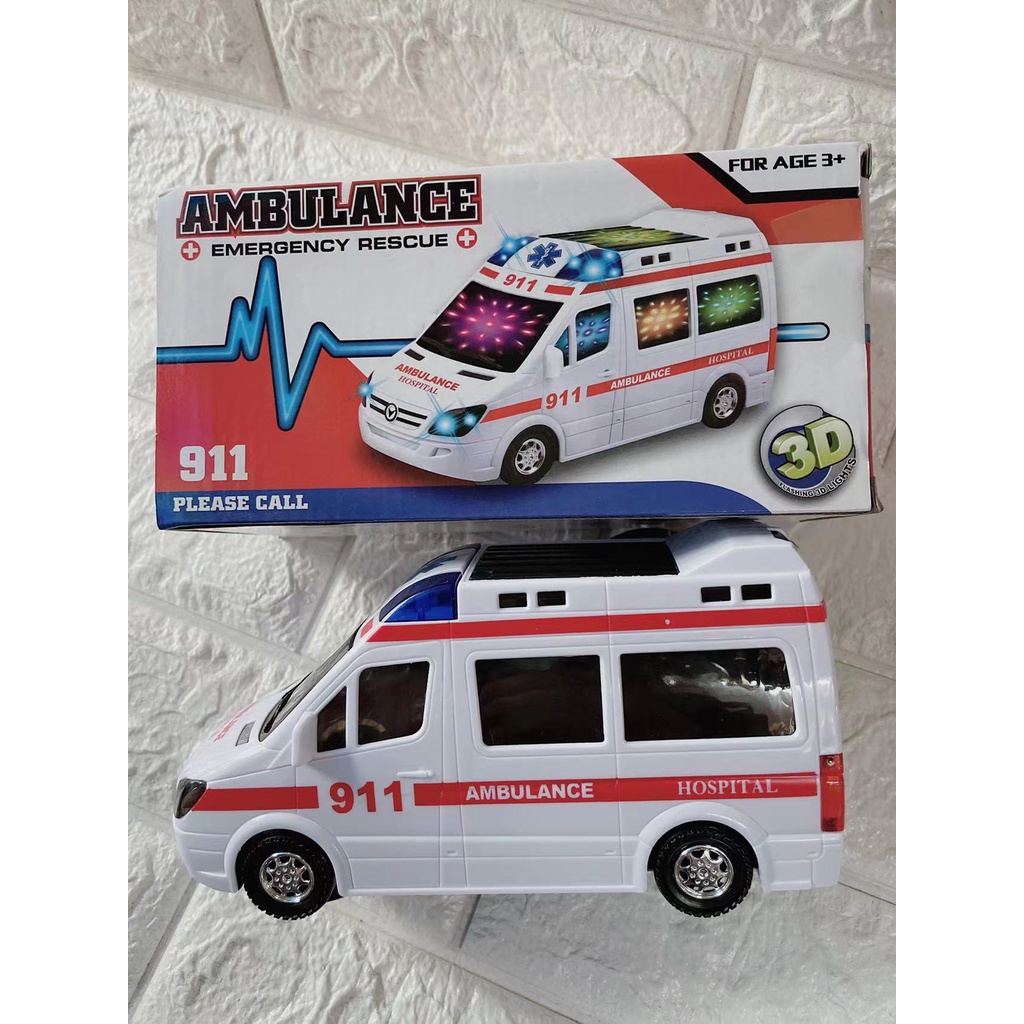 Ambulance City Rescue Emergency toy car Bump & Go Music and light ...