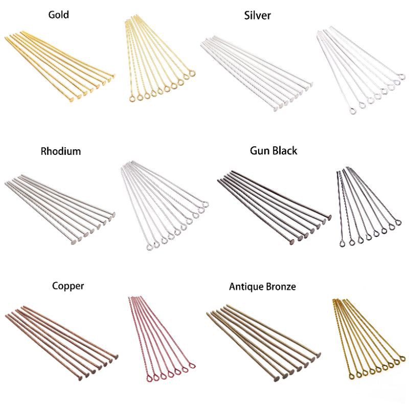100 pcs Alloy Headpin Eyepin Metal Findings for Jewelry Making Shopee