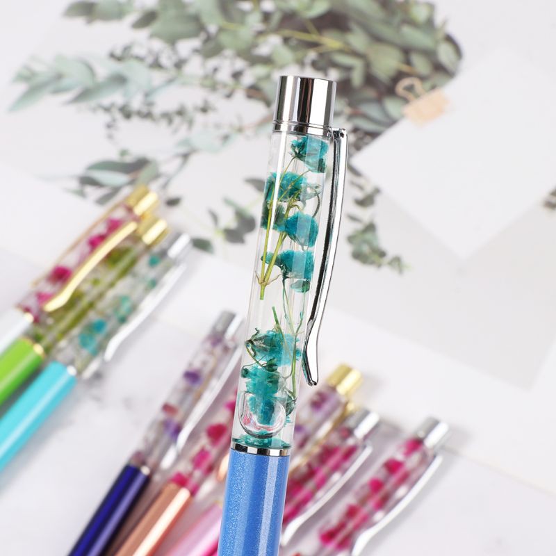 Luxury Metal Dry Flower Ballpoint Pen Student Signature Writing Pens