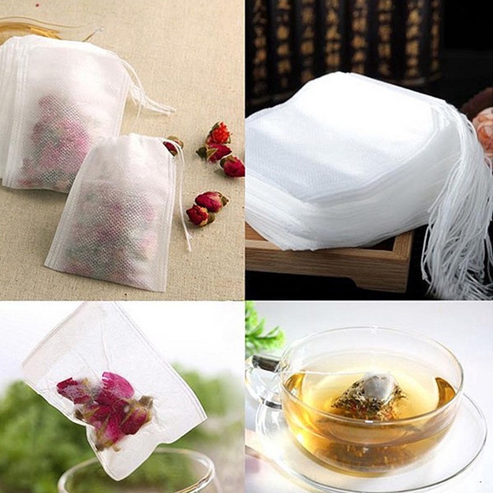 50pcs Non-Woven Empty Teabags String Heat Seal Filter Paper