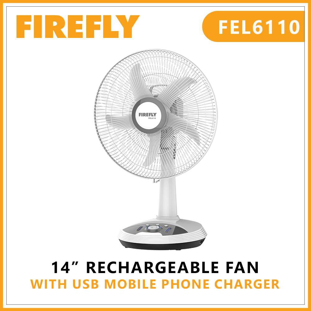 FIREFLY FEL6110 AC/DC MultiFunction Rechargeable 14 Inch Fan with USB