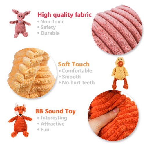 Pet Dog Plush Animal Chewing Toy Bite Wear-resistant Squeak Cute Bear Fox Toys Puppy Teddy Interactive Cartoon Supplies #3