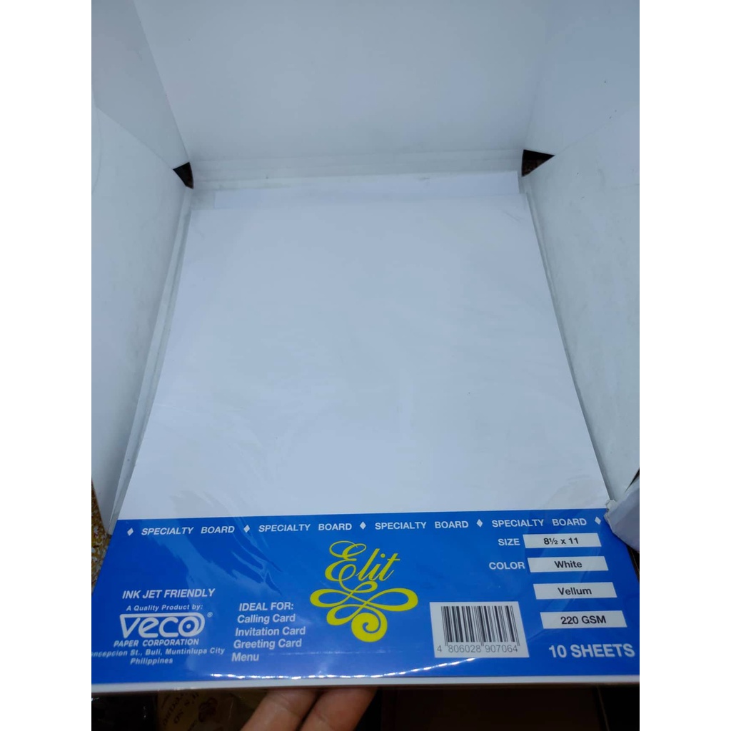 Veco Elit Vellum Paper Board 220gsm by 10 sheets Color White Short