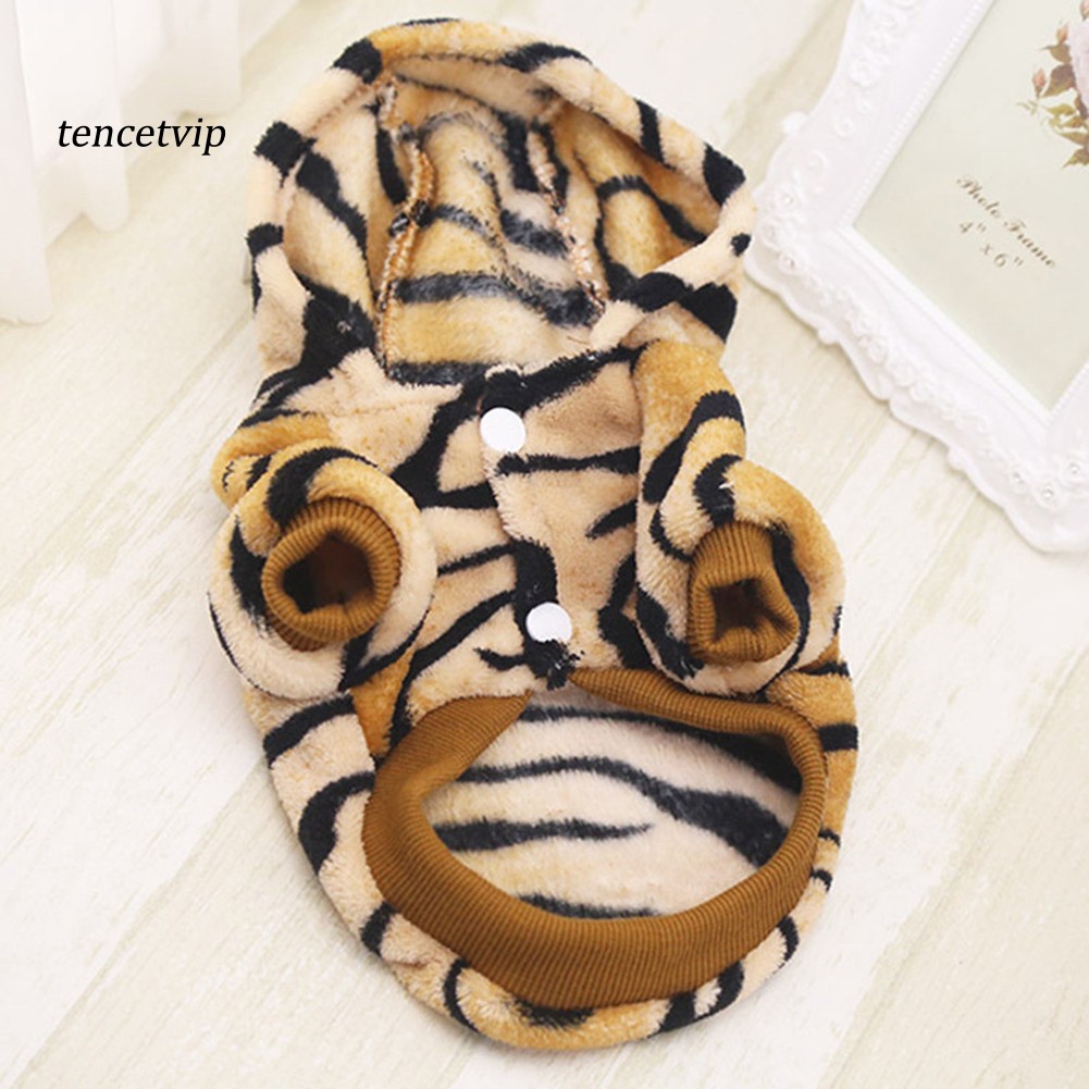 【Vip】Dog Puppy Hoodie Tiger Style Warm Flannel Dog Clothing Costume Winter Warm Coat #6