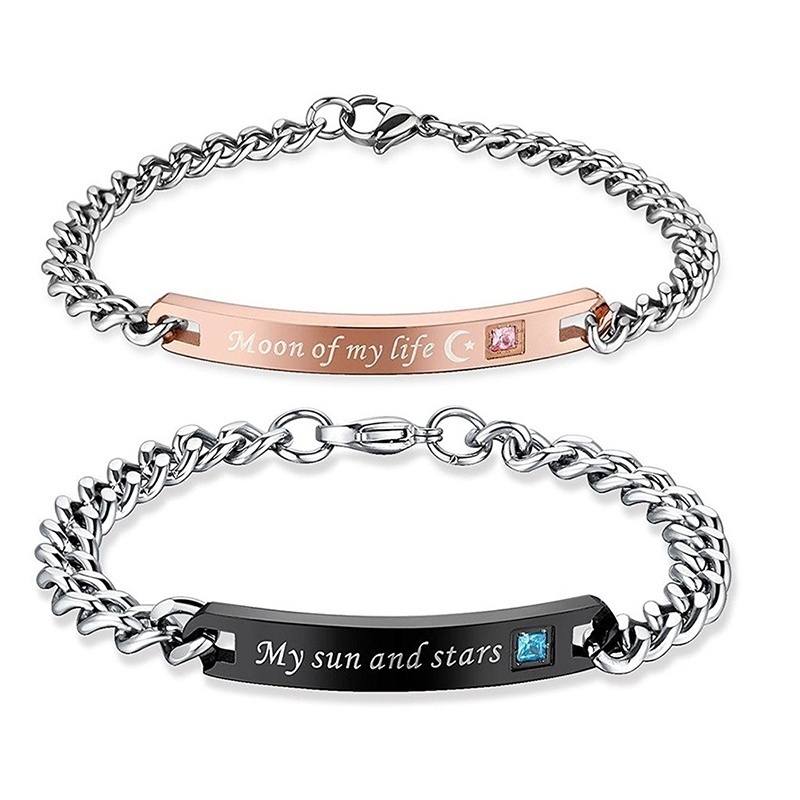 valentines day gift for boyfriend girlfriend letters ”moon of my life, my sun and stars” bracelets for couples gift bangles for lovers