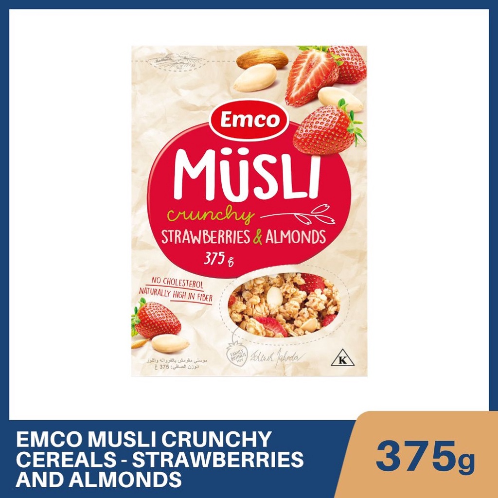 EMCO MUSLI Crunchy Cereals Strawberries and Almonds 375g Shopee