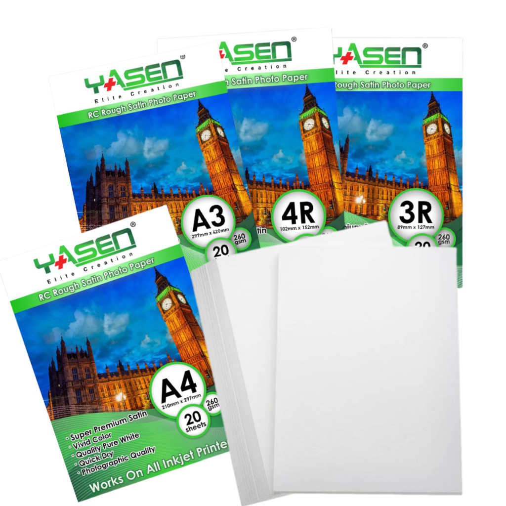 Yasen RC Rough Satin Photo Paper 260 GSM A44R3R size (20 sheets/pack