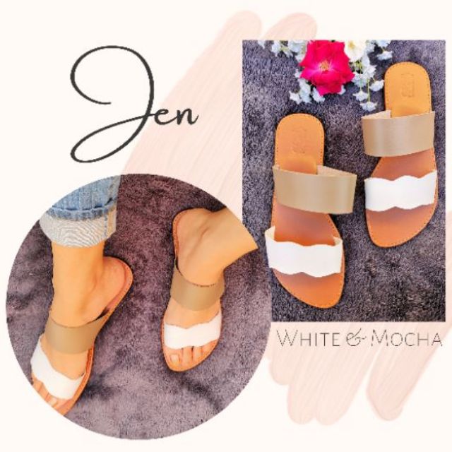 trendy white sandals