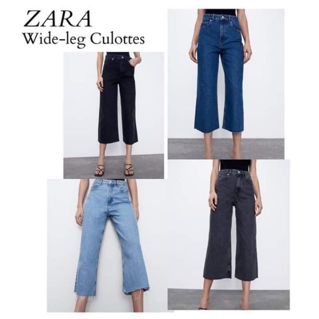 Zara High-Rise Wide Leg Culottes Denim 