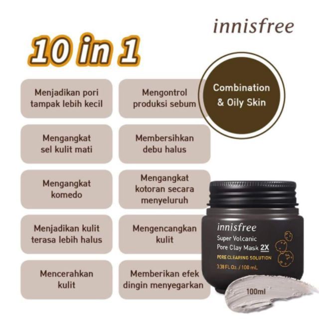 Innisfree Super Volcanic Pore Clay Mask 2x Pore Clearing Solution 3ml Shopee Philippines