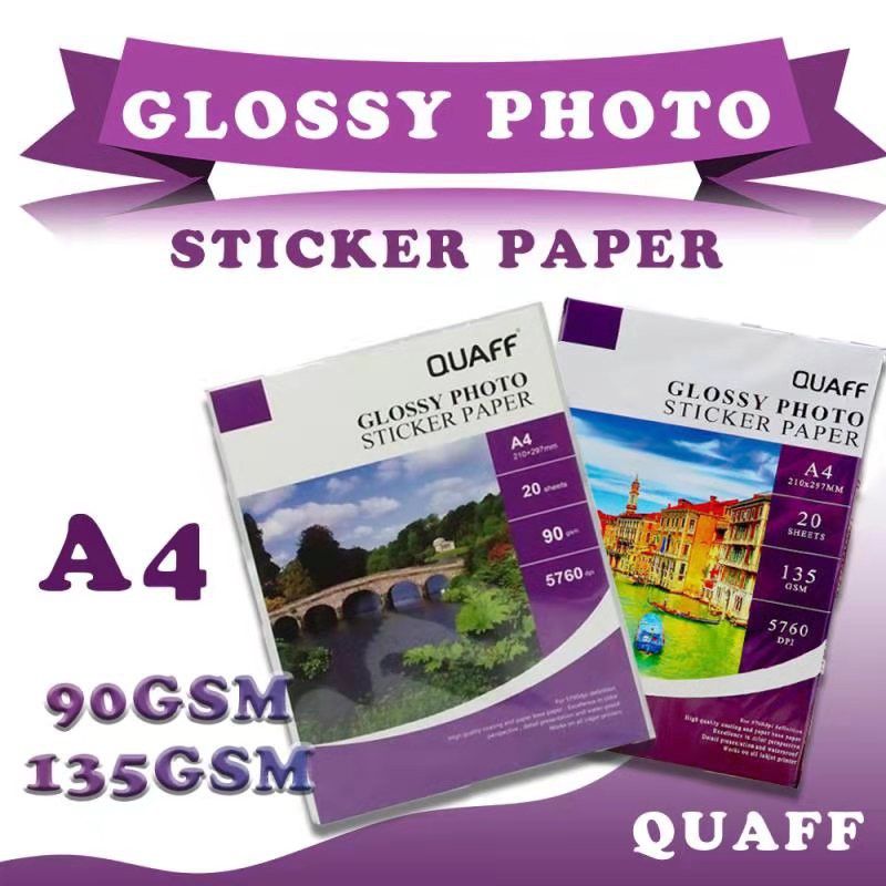 QUAFF Photo Sticker Paper 90gsm/135gsm---20pcs Glossy | Shopee Philippines