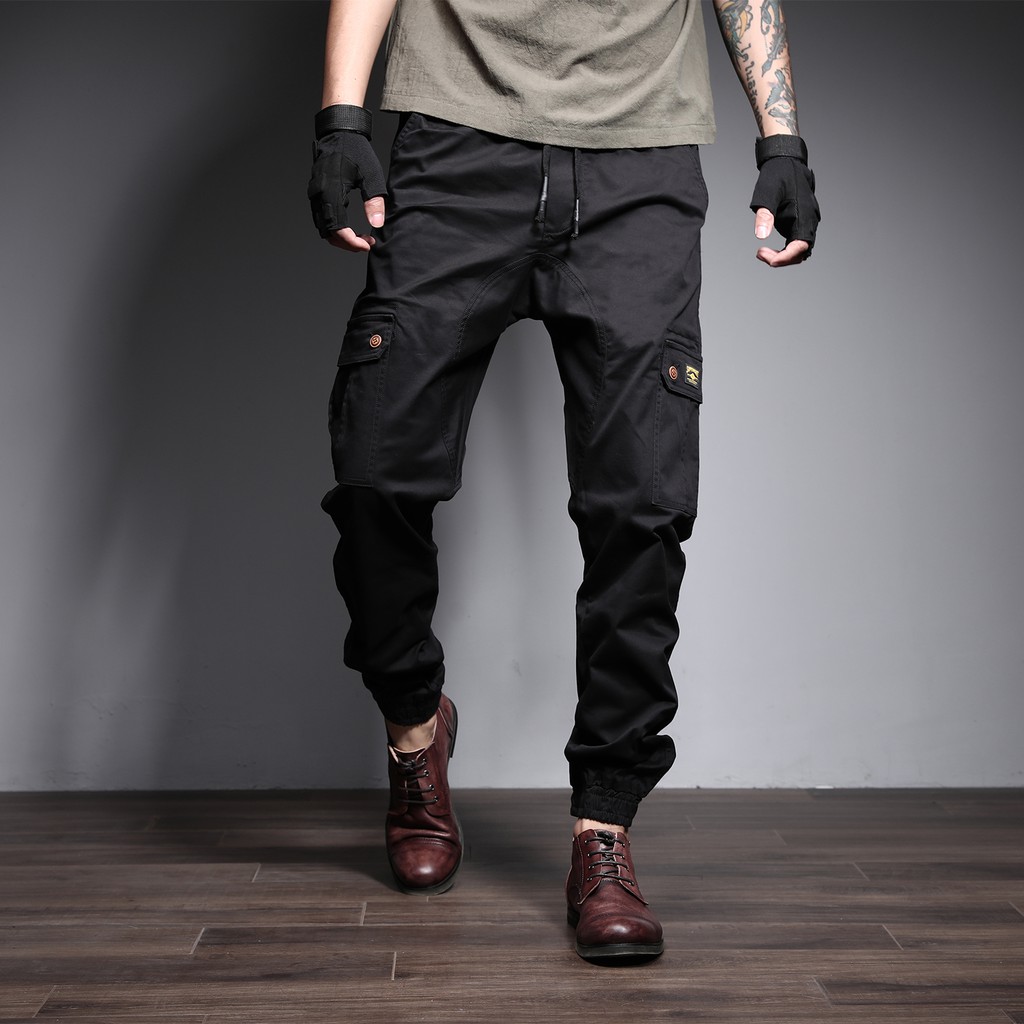 men's black baggy cargo pants