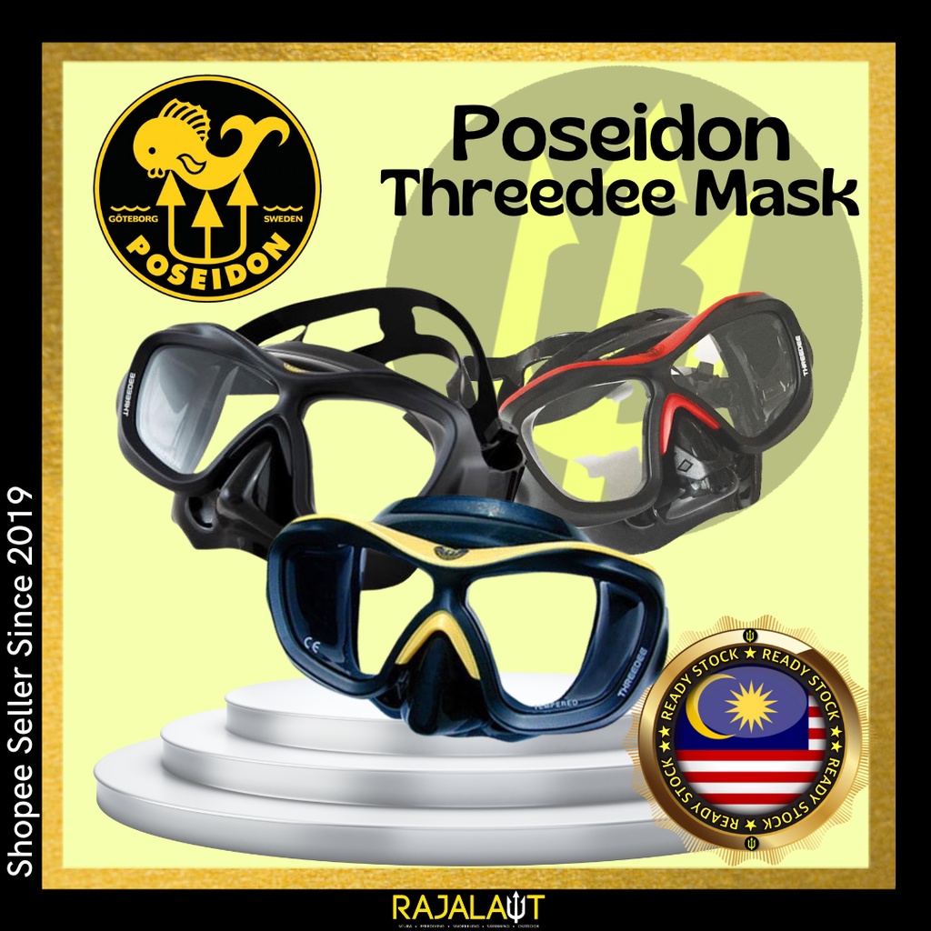 Poseidon Threedee Diving Mask Black Shopee Philippines