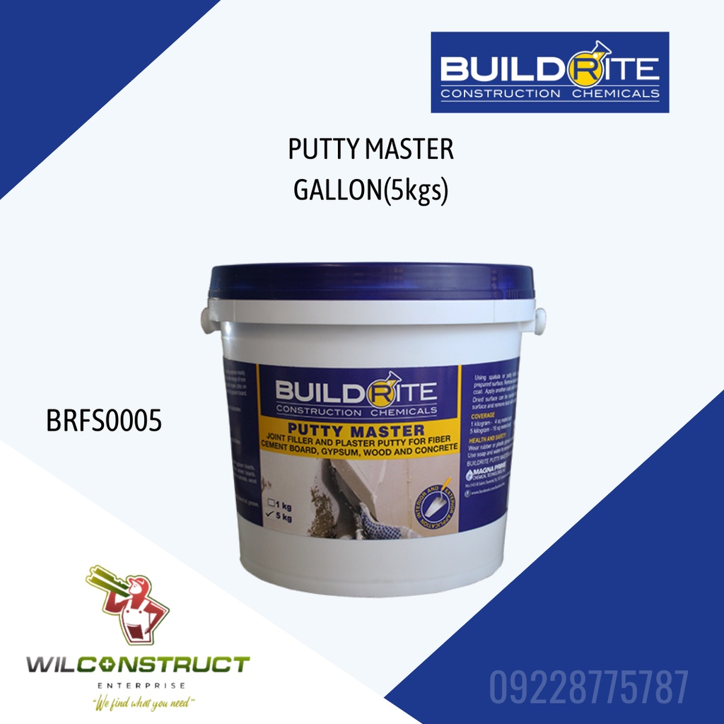 BUILDRITE PUTTY MASTER JOINT FILLER & PLASTER PUTTY GALLON(5kgs) Shopee Philippines