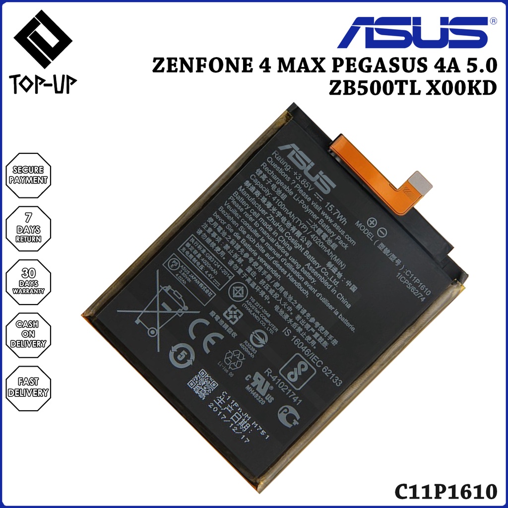 Original Battery For Asus Zenfone 4 Max Pegasus 4A ZB500TL X00KD Battery  Model: C11P1610 (4100mAh) | Shopee Philippines