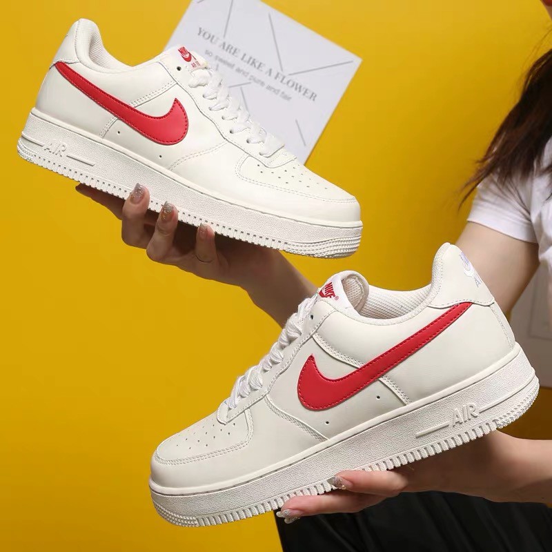 Nike Air Force 1 Red hook men's and women's shoes creamy-white 36-45 |  Shopee Philippines